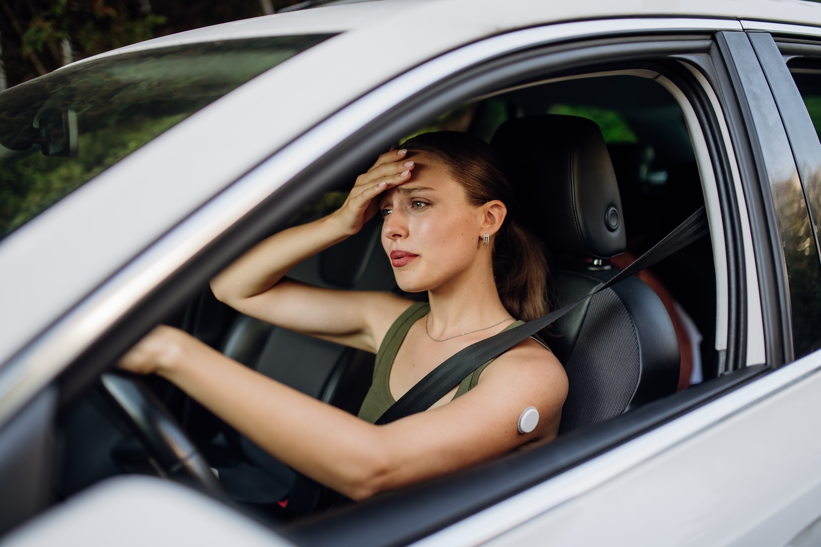 Woman,With,Diabetes,Feeling,Dizzy,During,Car,Drive.